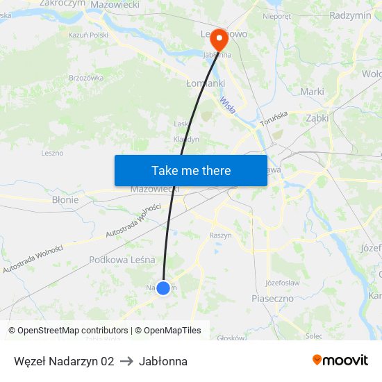 Węzeł Nadarzyn 02 to Jabłonna map