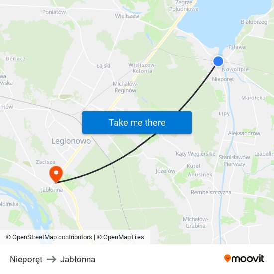 Nieporęt to Jabłonna map