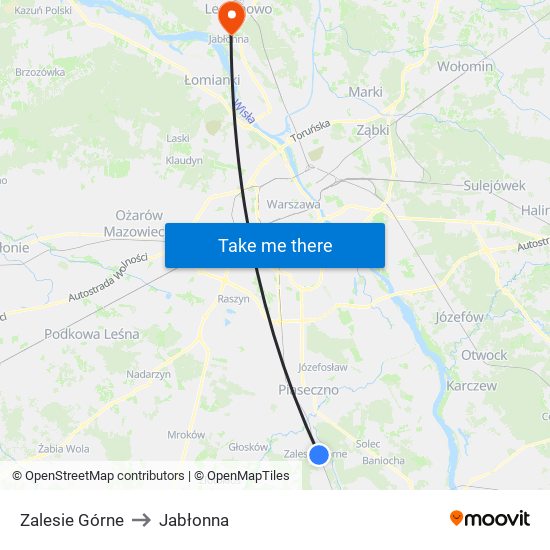 Zalesie Górne to Jabłonna map