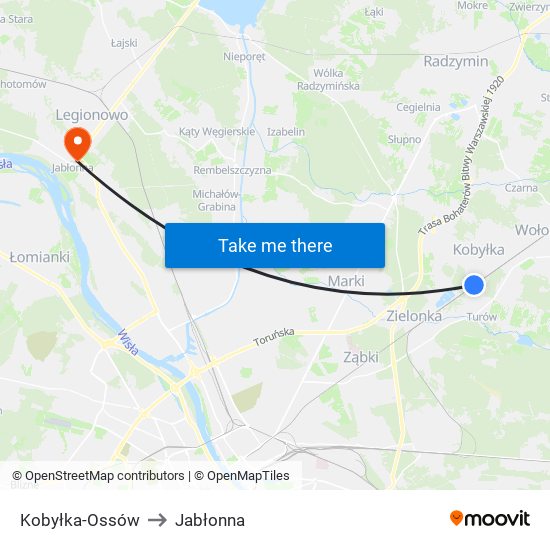 Kobyłka-Ossów to Jabłonna map