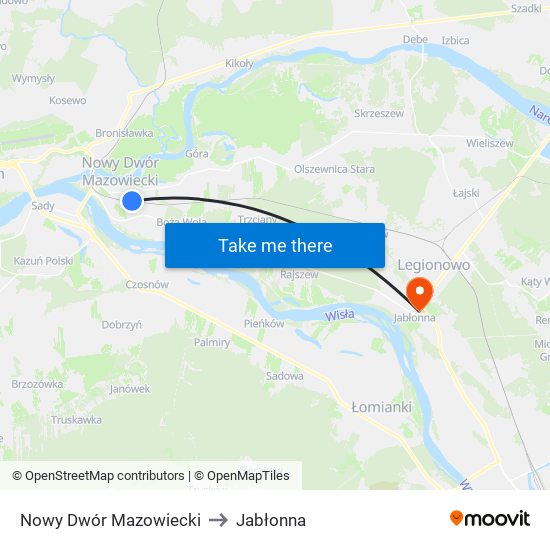 Nowy Dwór Mazowiecki to Jabłonna map