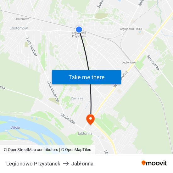 Legionowo Przystanek to Jabłonna map