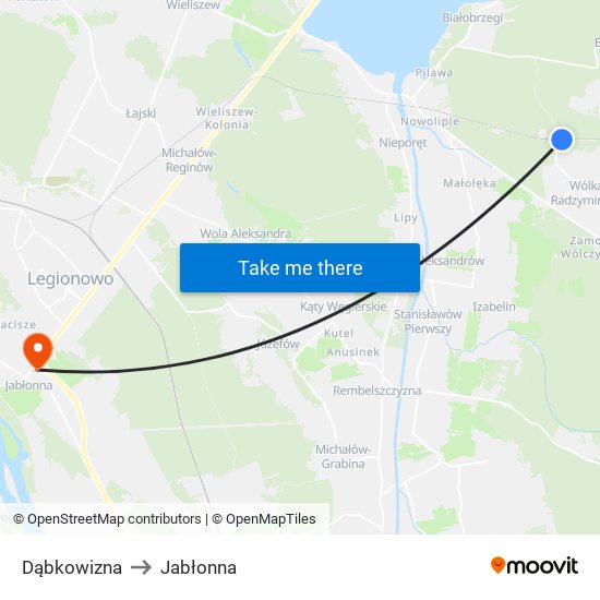 Dąbkowizna to Jabłonna map