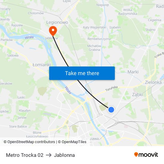 Metro Trocka 02 to Jabłonna map