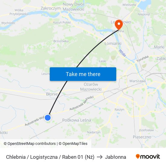 Chlebnia / Logistyczna / Raben 01 (Nż) to Jabłonna map