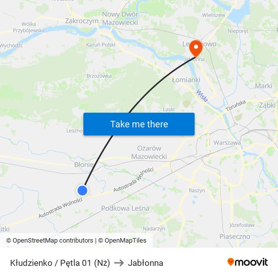 Kłudzienko / Pętla 01 (Nż) to Jabłonna map