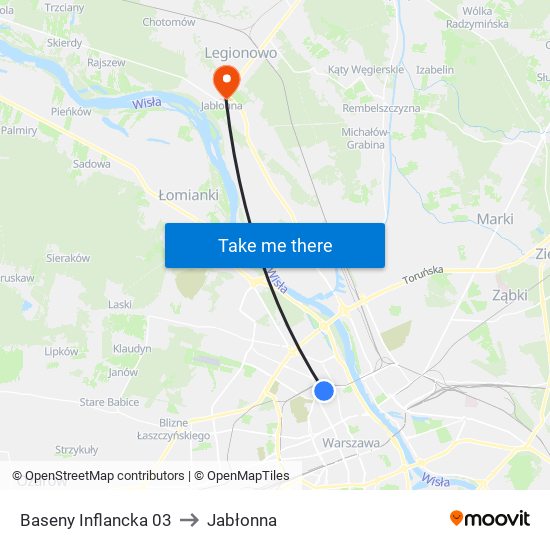 Baseny Inflancka to Jabłonna map