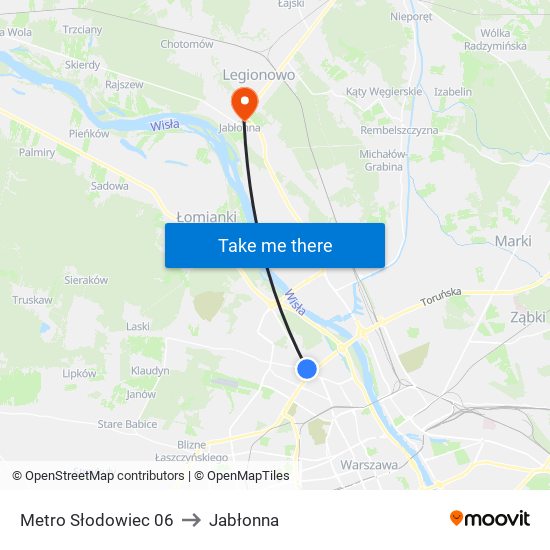 Metro Słodowiec 06 to Jabłonna map