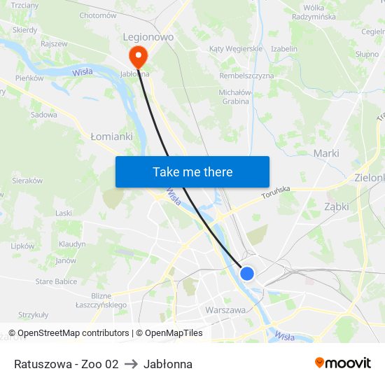 Ratuszowa - Zoo 02 to Jabłonna map