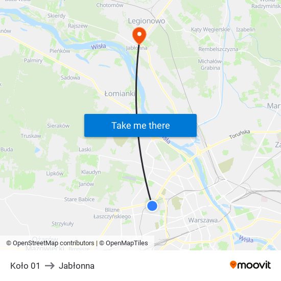 Koło to Jabłonna map