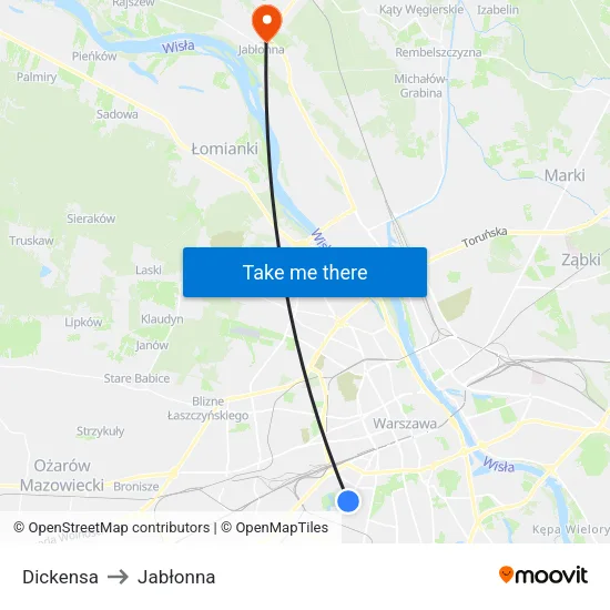 Dickensa to Jabłonna map