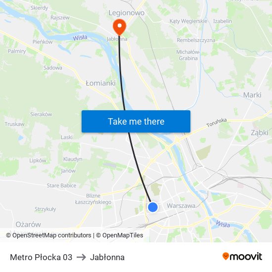 Metro Płocka 03 to Jabłonna map