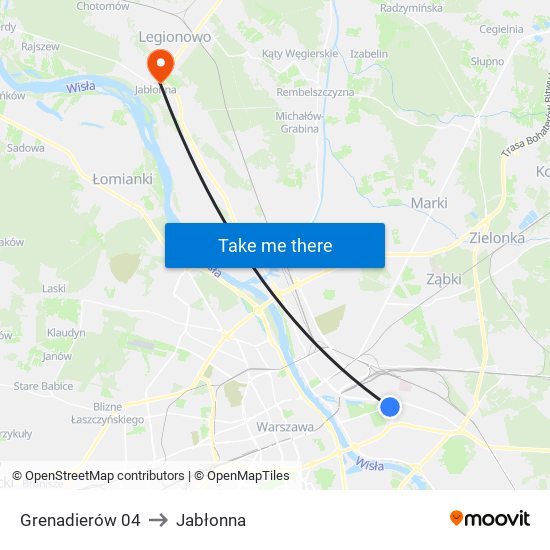 Grenadierów to Jabłonna map