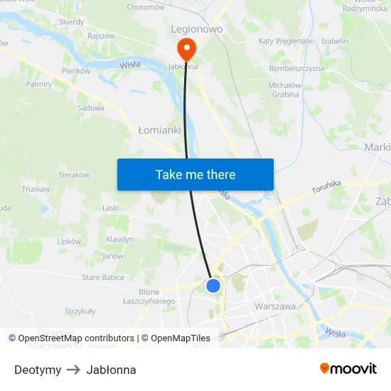 Deotymy to Jabłonna map