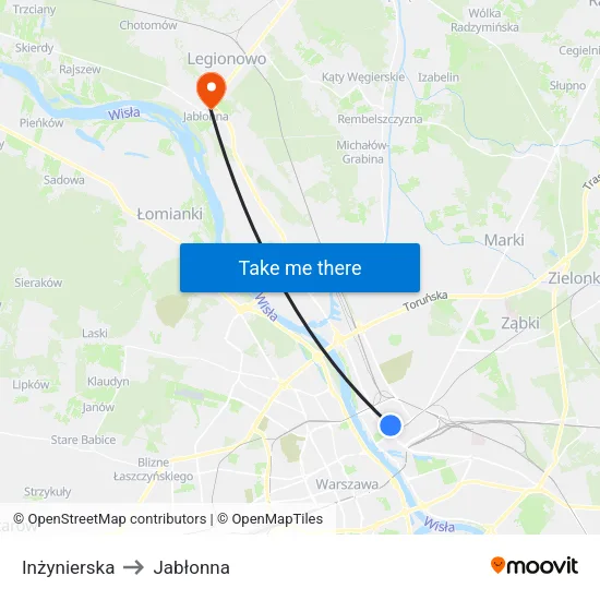 Inżynierska to Jabłonna map