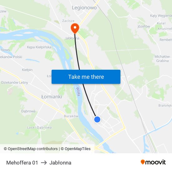 Mehoffera to Jabłonna map