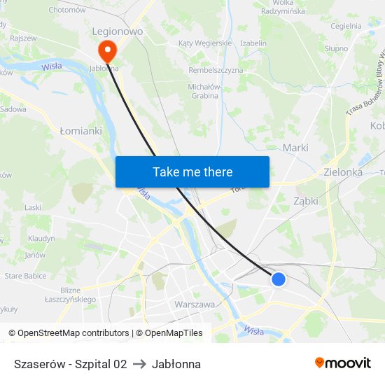 Szaserów - Szpital 02 to Jabłonna map