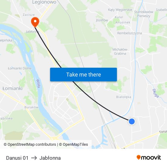 Danusi 01 to Jabłonna map