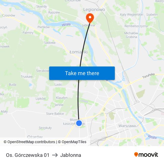 Os. Górczewska 01 to Jabłonna map