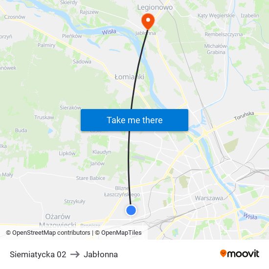 Siemiatycka to Jabłonna map