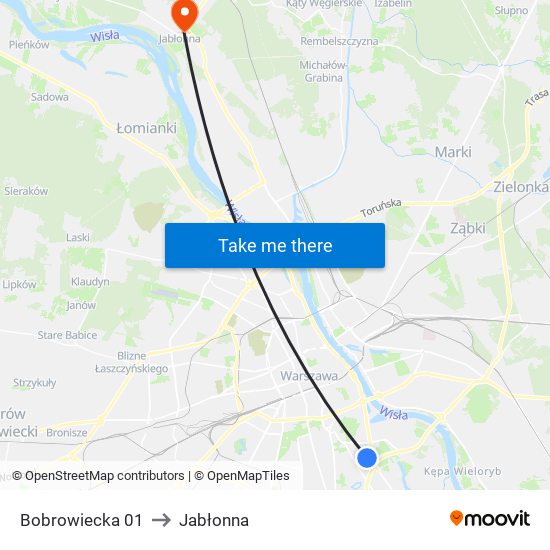 Bobrowiecka 01 to Jabłonna map