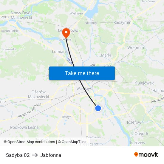 Sadyba 02 to Jabłonna map