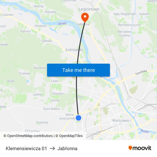 Klemensiewicza 01 to Jabłonna map