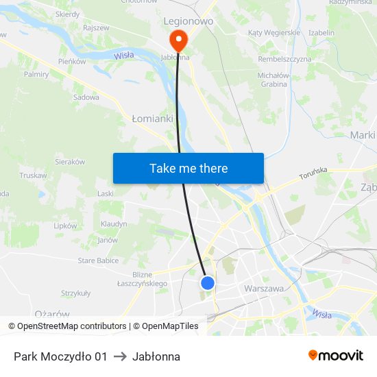 Park Moczydło to Jabłonna map