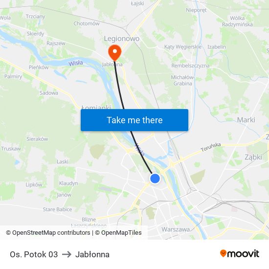 Os. Potok 03 to Jabłonna map