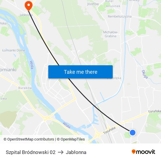 Szpital Bródnowski 02 to Jabłonna map