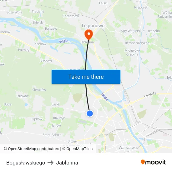 Bogusławskiego to Jabłonna map