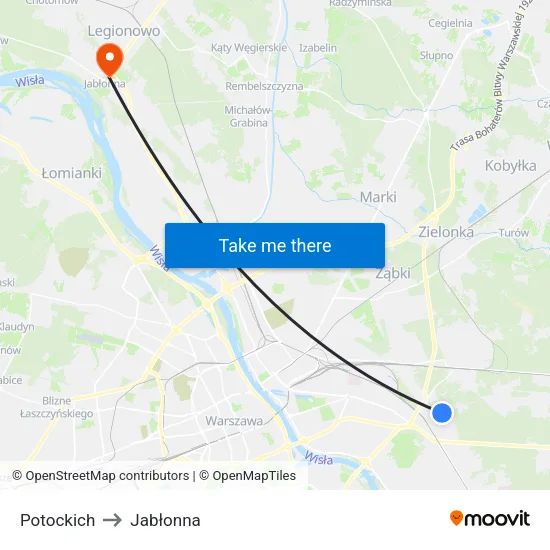 Potockich to Jabłonna map