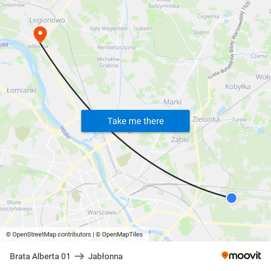 Brata Alberta to Jabłonna map