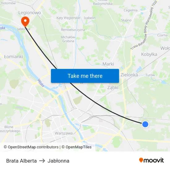 Brata Alberta to Jabłonna map