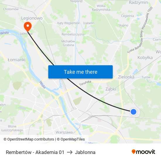 Rembertów - Akademia 01 to Jabłonna map