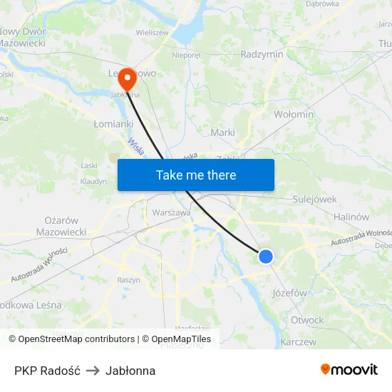 PKP Radość to Jabłonna map