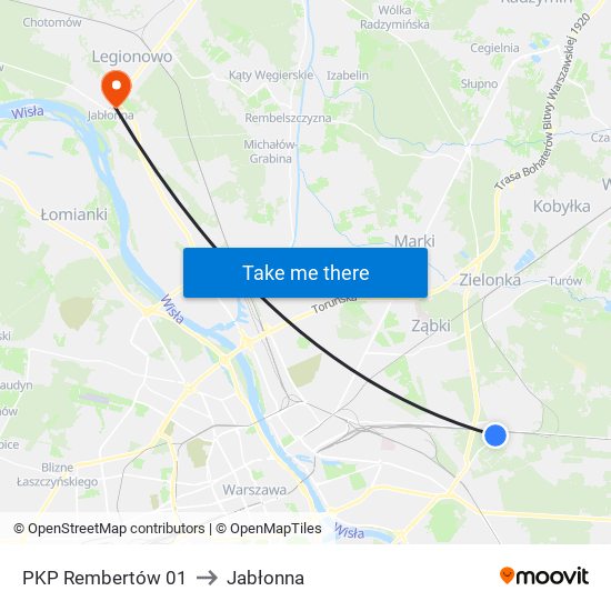 PKP Rembertów to Jabłonna map