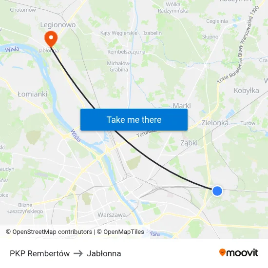 PKP Rembertów to Jabłonna map