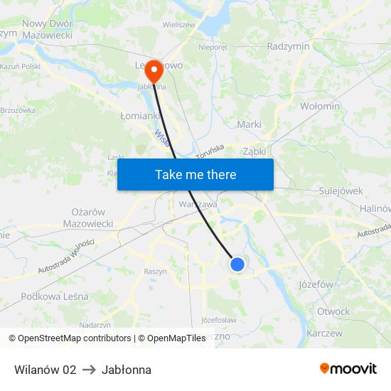 Wilanów 02 to Jabłonna map