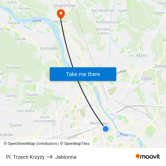 Pl. Trzech Krzyży to Jabłonna map