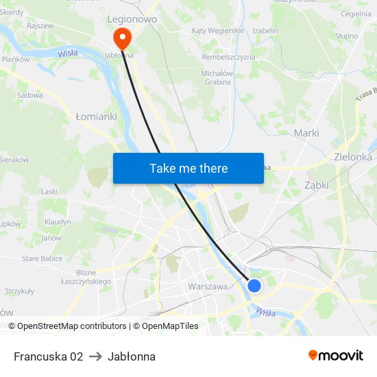 Francuska to Jabłonna map