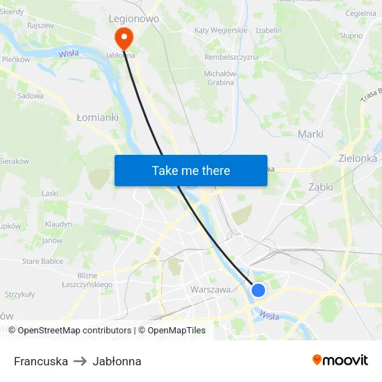 Francuska to Jabłonna map
