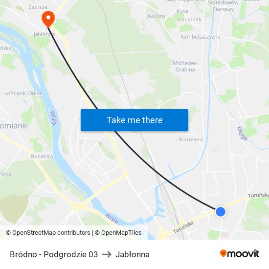 Bródno - Podgrodzie 03 to Jabłonna map