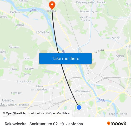 Rakowiecka-Sanktuarium to Jabłonna map