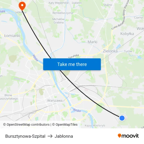 Bursztynowa - Szpital to Jabłonna map
