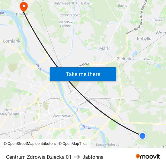 Centrum Zdrowia Dziecka 01 to Jabłonna map