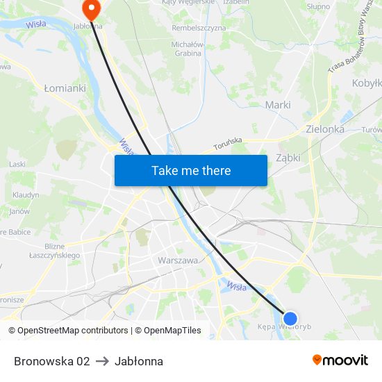 Bronowska to Jabłonna map