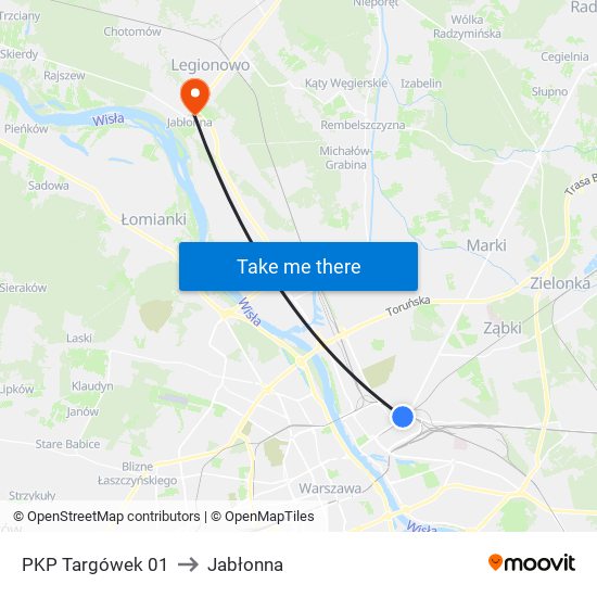 PKP Targówek to Jabłonna map