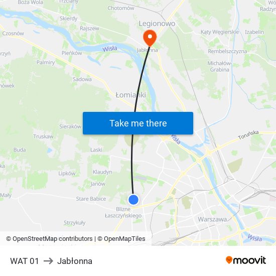 WAT to Jabłonna map