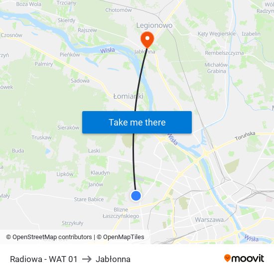 Radiowa - WAT 01 to Jabłonna map